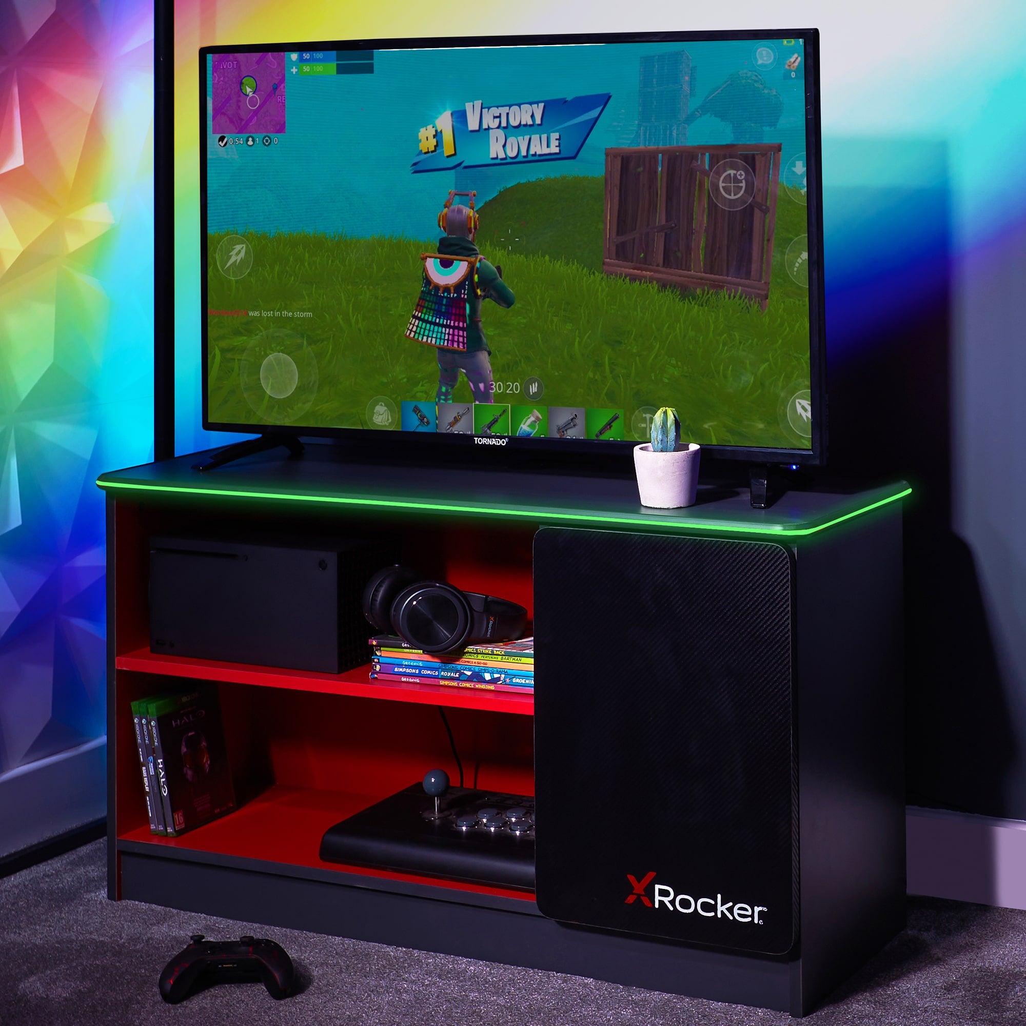 X Rocker Unit X Rocker Carbon-Tek TV Media Unit with LED Lights — The Modern Cave ...