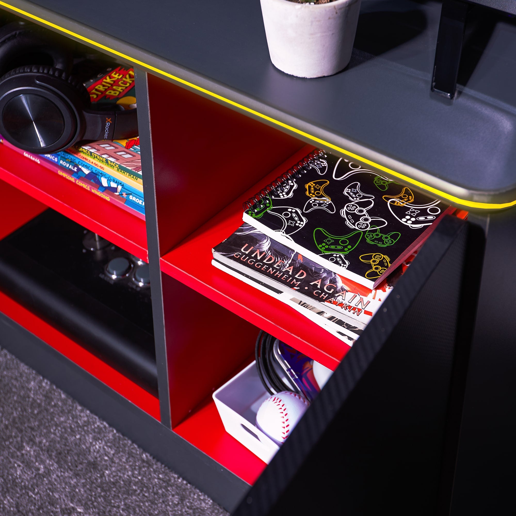 X Rocker Unit X Rocker Carbon-Tek TV Media Unit with LED Lights — The Modern Cave ...