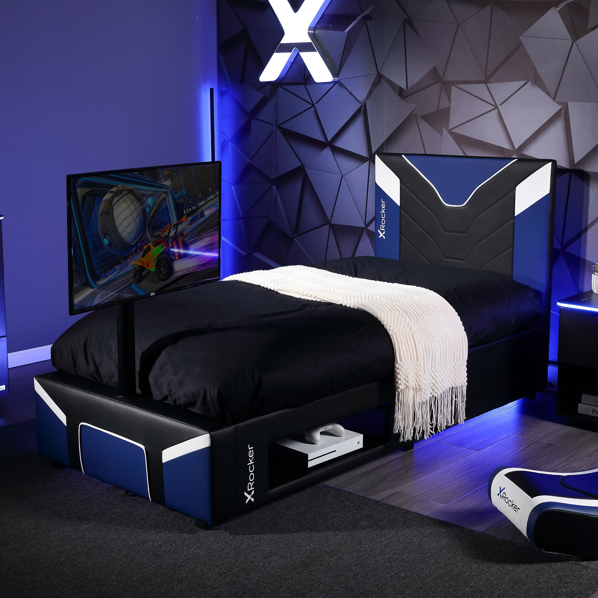 X Rocker Cerberus Twist TV Bed - Blue