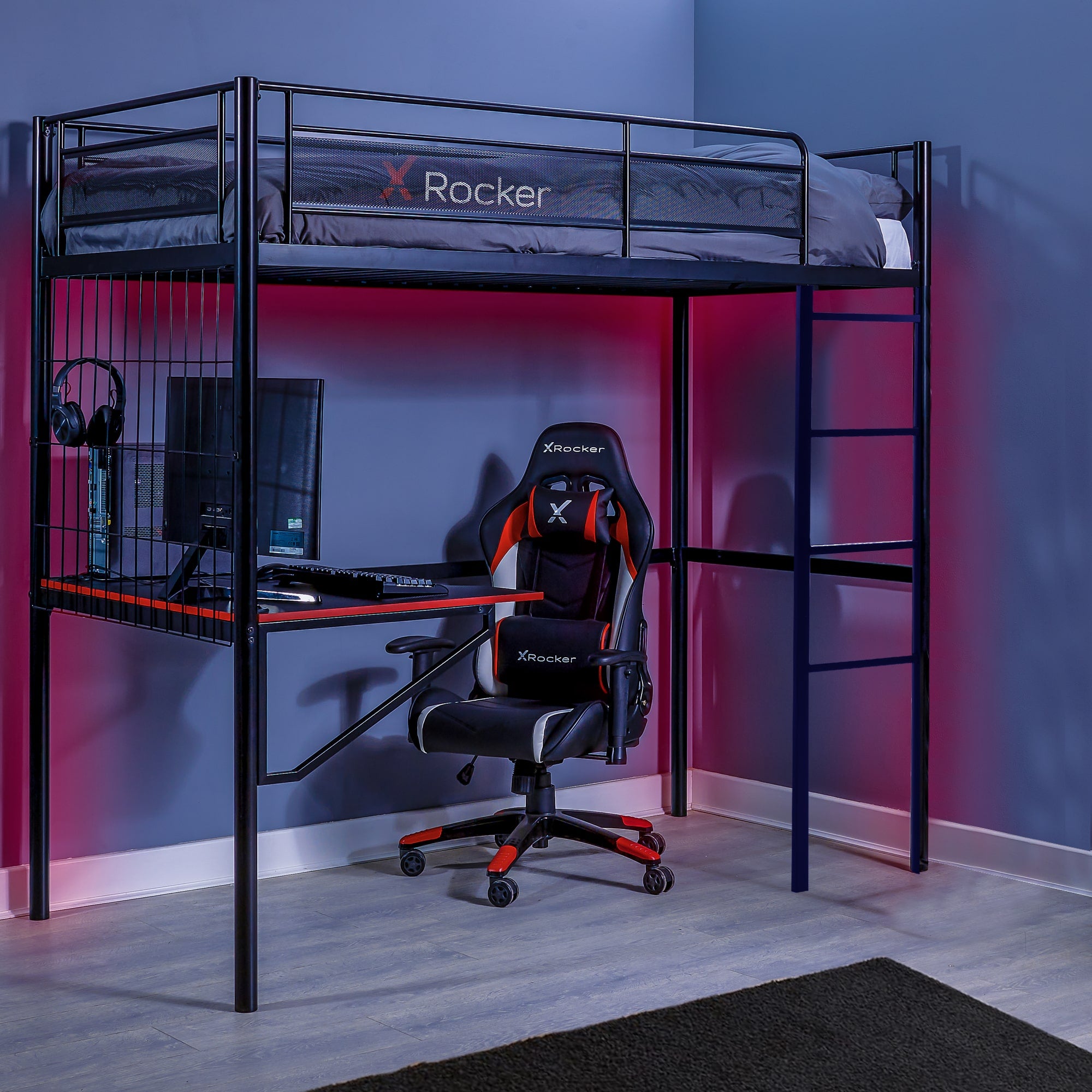 X Rocker Icarus XL High Sleeper Gaming Bunk Bed With Desk The Modern x-rocker-icarus-xl-high-sleeper-gaming-bunk-bed-with-desk-the-modern