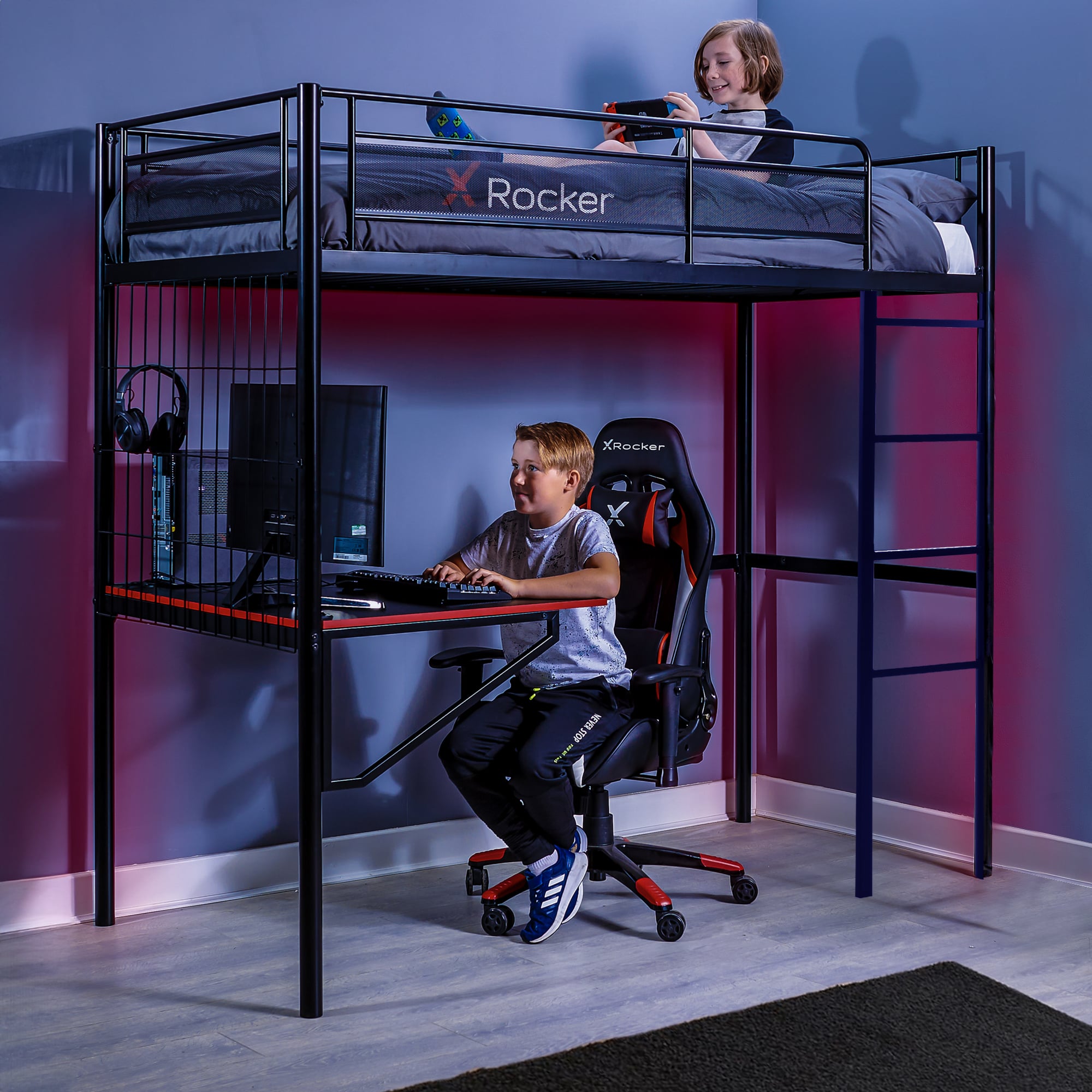 X Rocker Icarus XL High-Sleeper Gaming Bunk Bed with Desk — The Modern ...