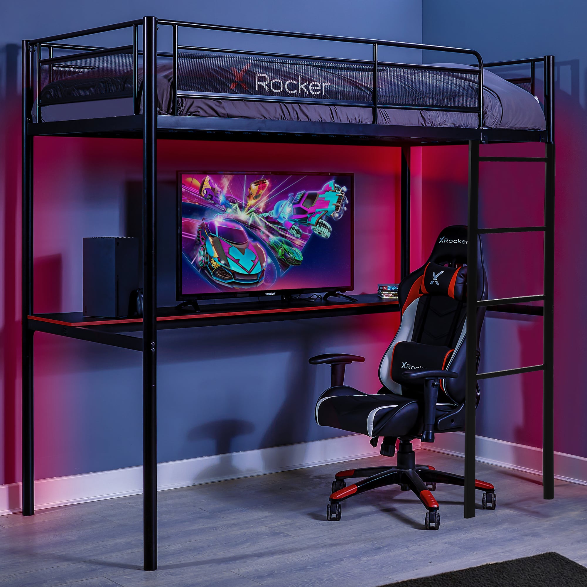 X Rocker HQ High-Sleeper Gaming Bed with Desk — The Modern Cave Australia