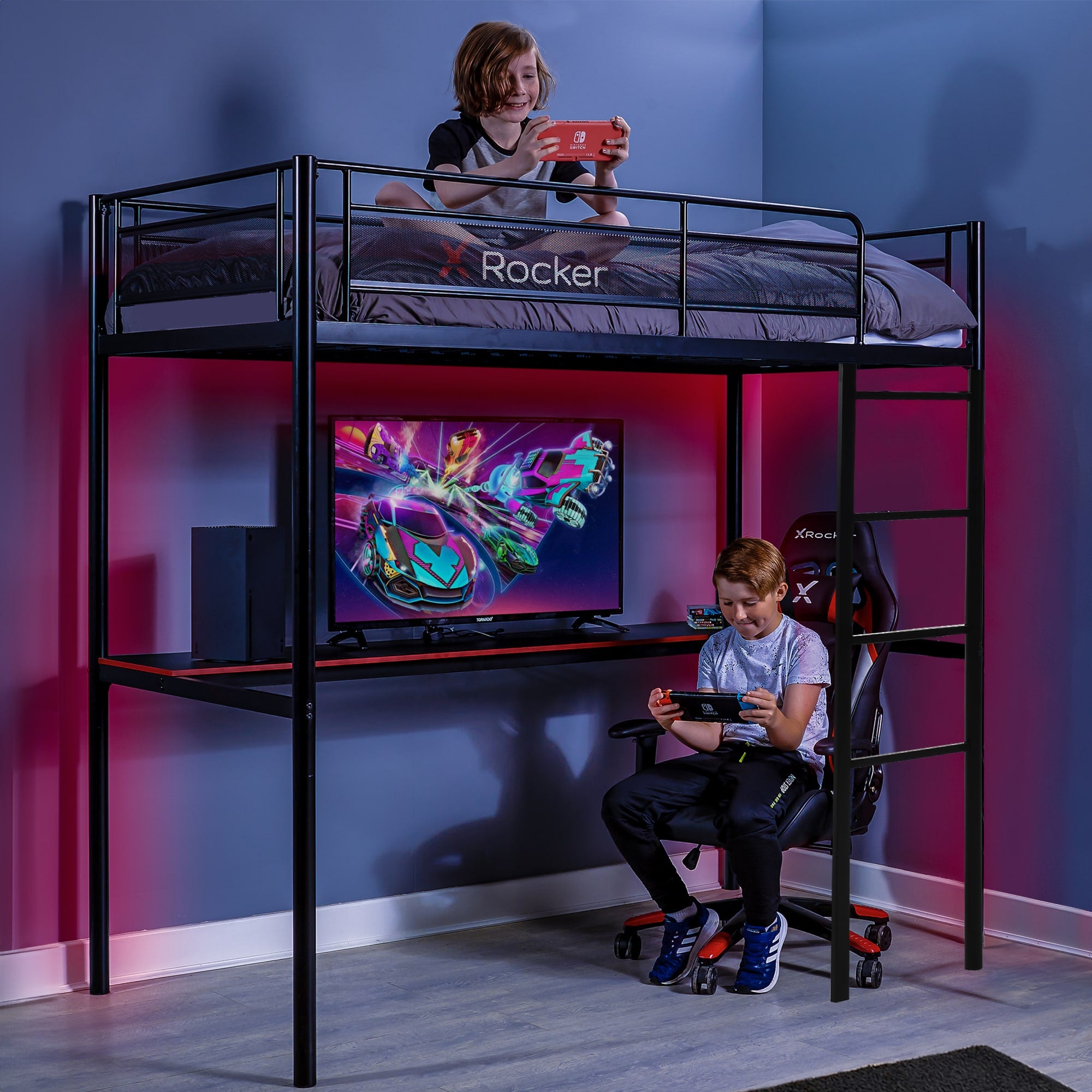X Rocker HQ High-Sleeper Gaming Bed with Desk