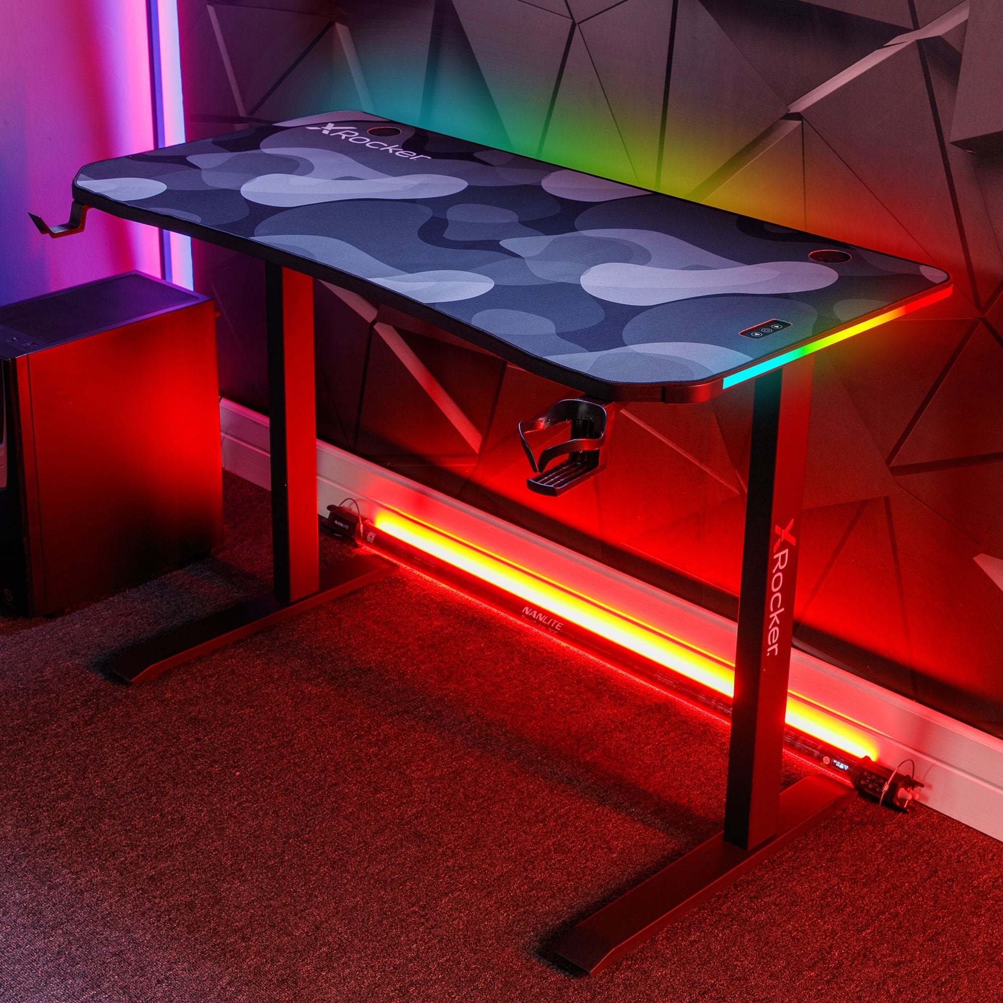 X Rocker Cobra RGB 110cm Gaming Desk with App Controlled LED Lighting