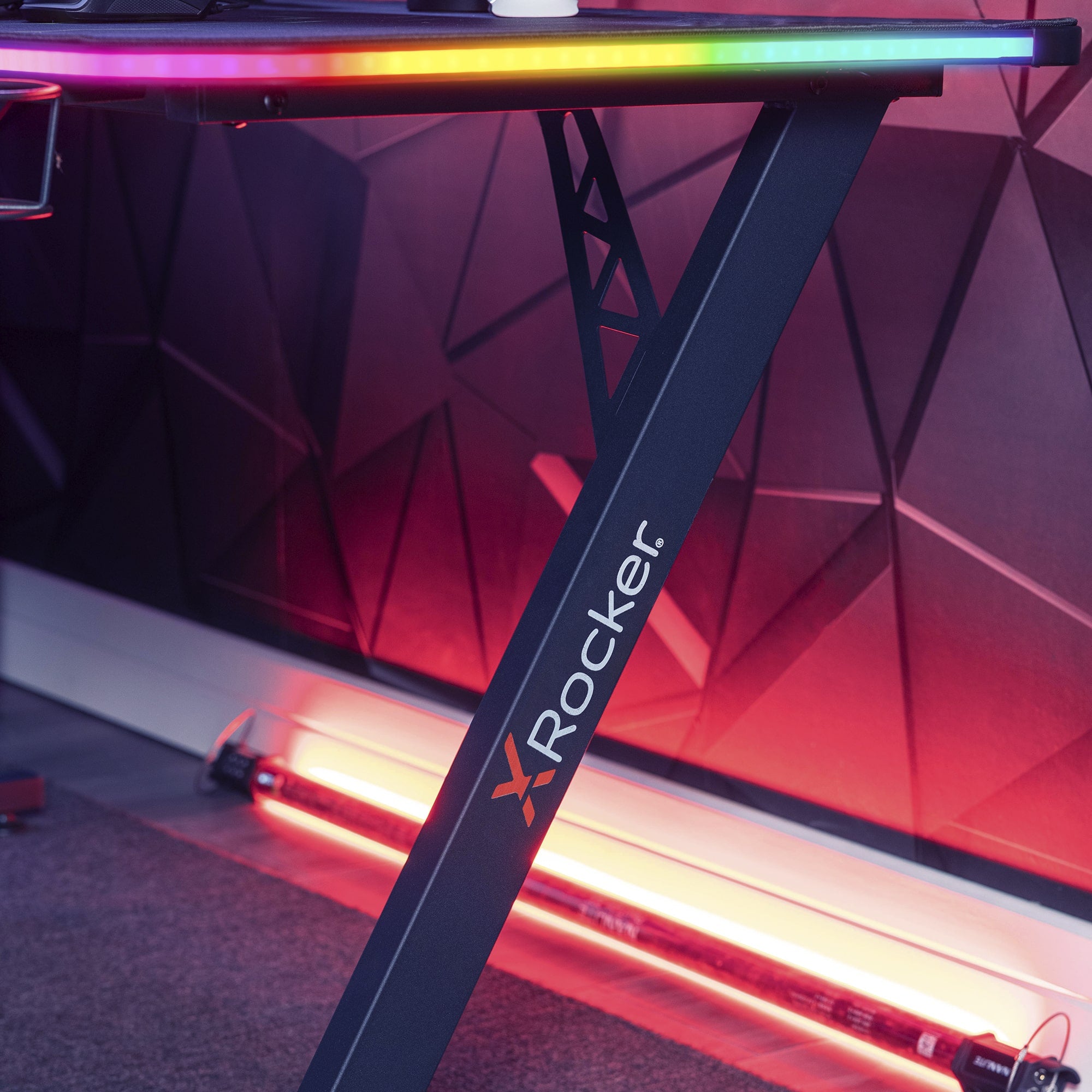 X Rocker Lucent X Rocker Pulsar RGB XL Gaming Desk with Neo Motion Sync App Control ...
