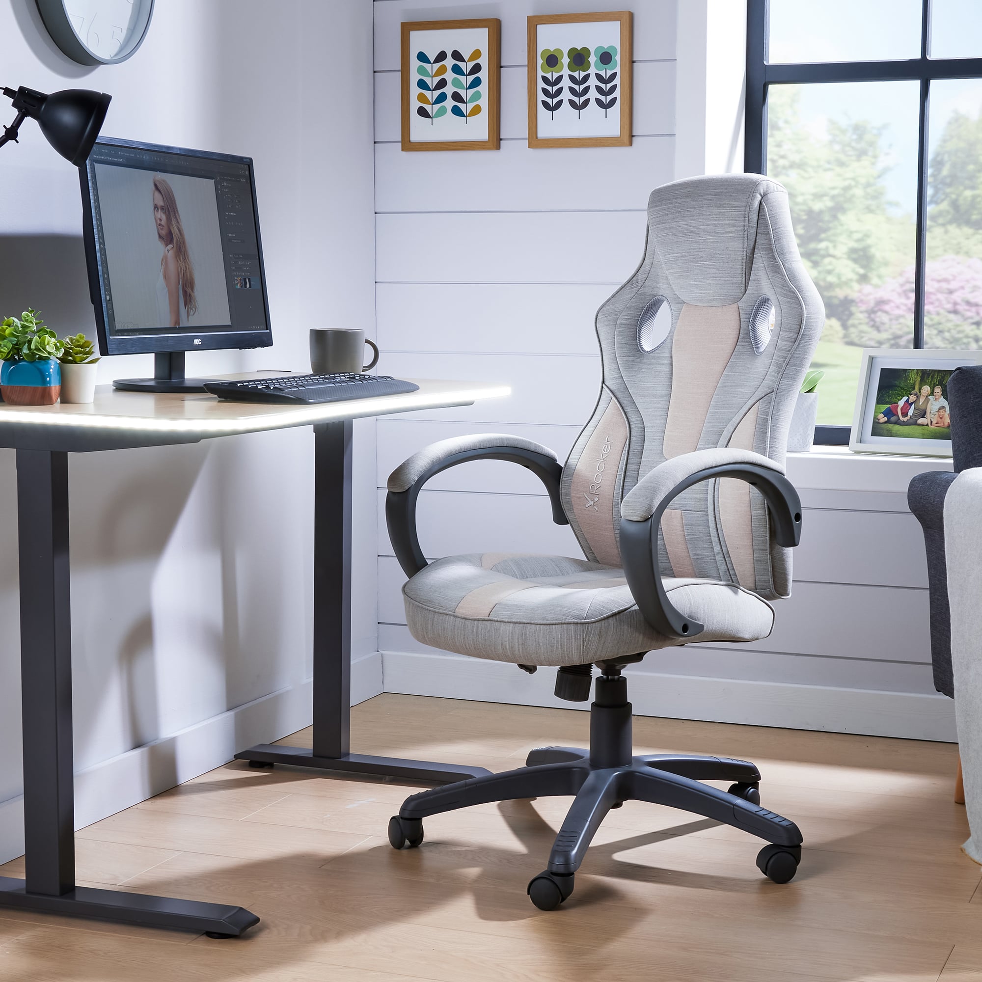 X Rocker Maverick Office Gaming Chair - Grey Fabric