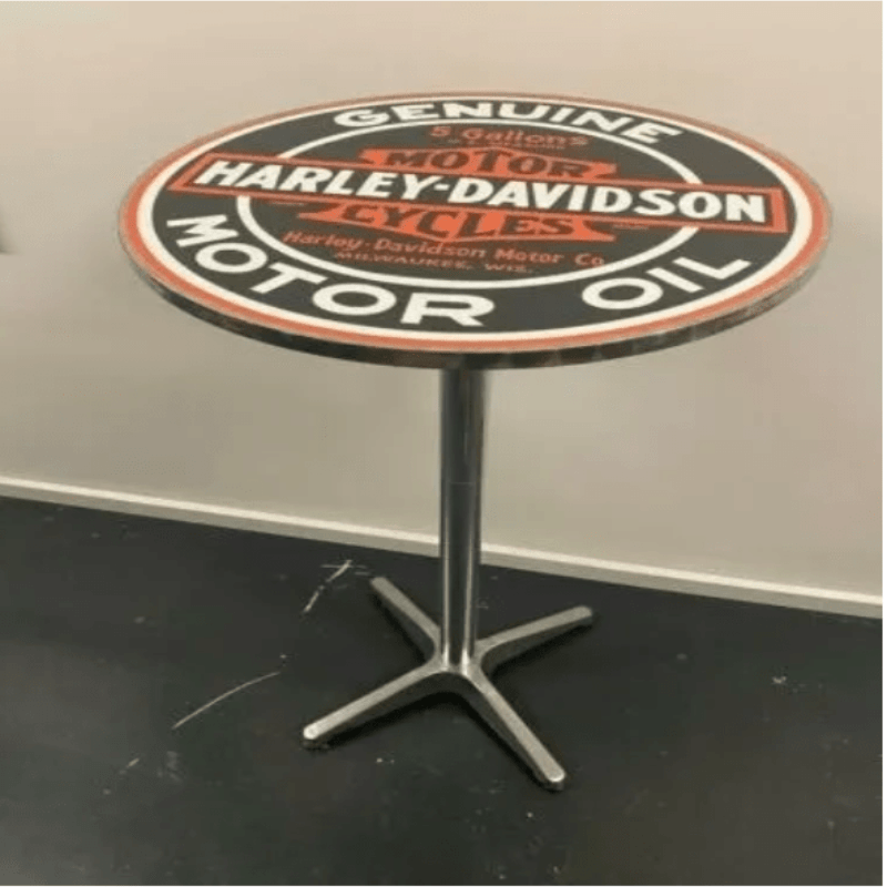 Harley Davidson Motor Oil Adjustable Height Bar Table