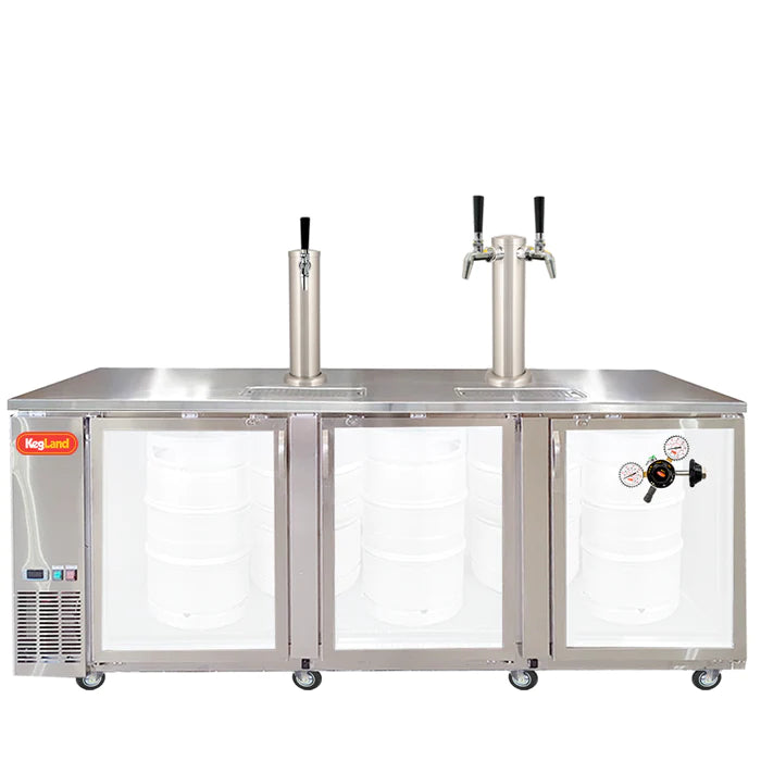 Grand Deluxe 3 Stainless Steel Three Glass Door Kegerator