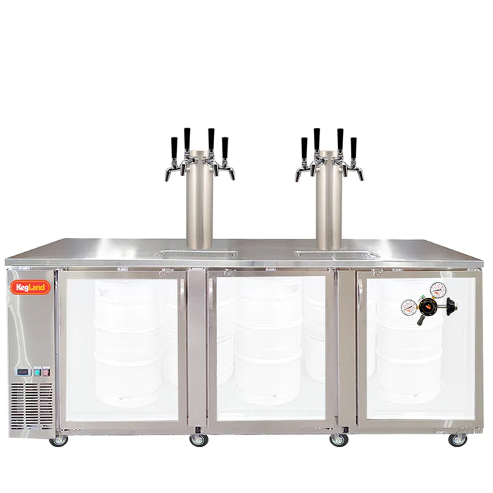 Grand Deluxe 3 Stainless Steel Three Glass Door Kegerator