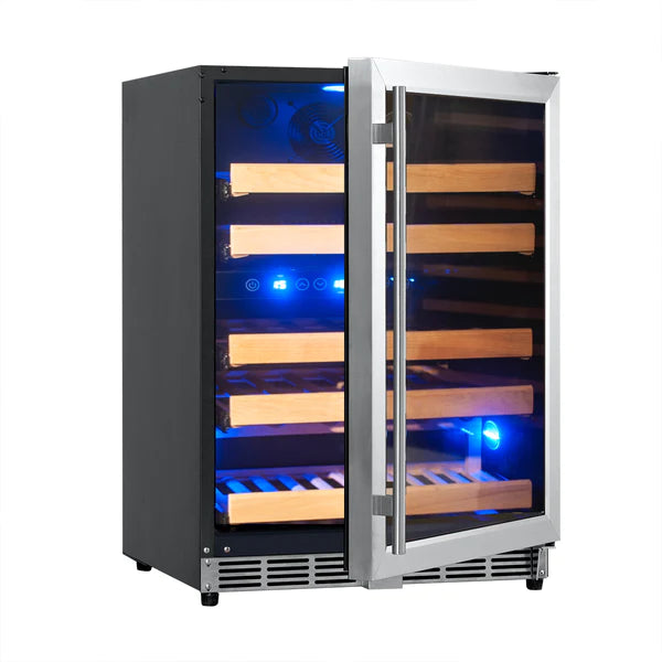 152 Litre Under Counter Glass Door Dual Zone Wine Fridge