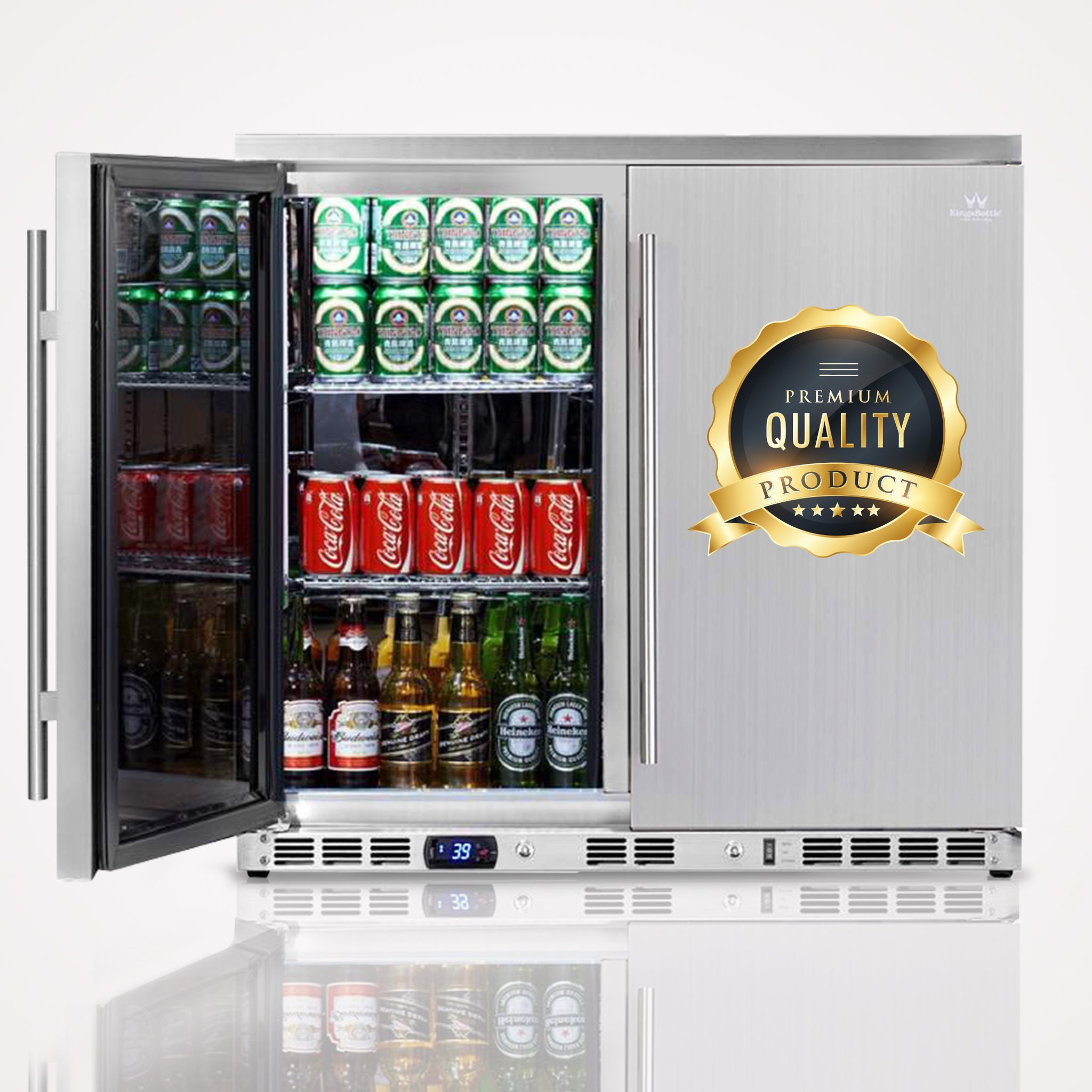 2-Door Full Stainless Under Bench Outdoor Beverage Fridge