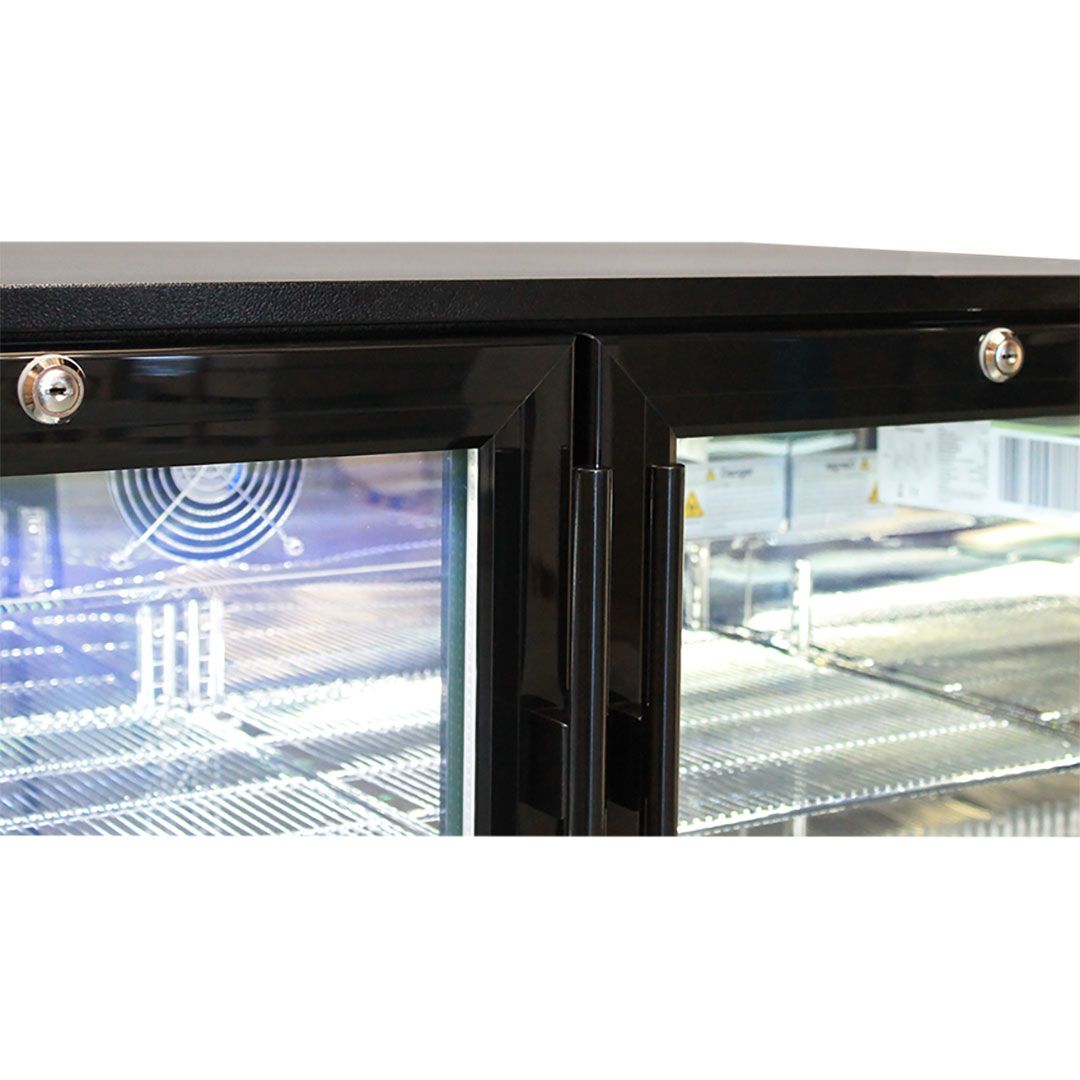 Rhino Night Club Commercial Multi Light Coloured Black 2 Door Bar Fridge