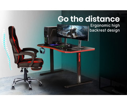 Overdrive Black and Red Carbon Fiber Gaming Desk