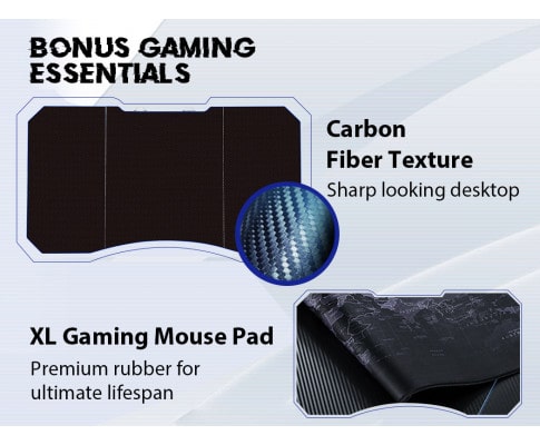 Overdrive Black and Blue Carbon Fiber Gaming Desk