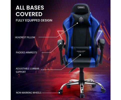 Overdrive Conquest Black and Blue Gaming Chair