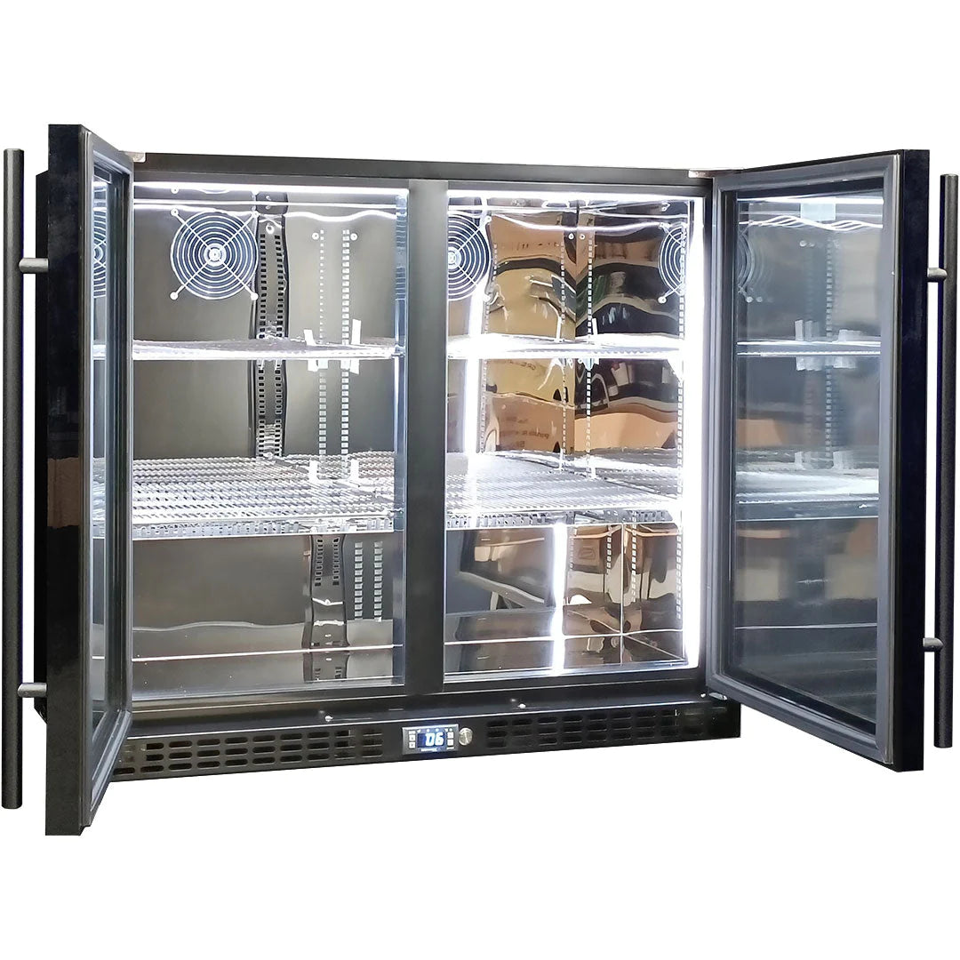 Schmick  Black Twin Heated Glass Door 233L Bar Fridge