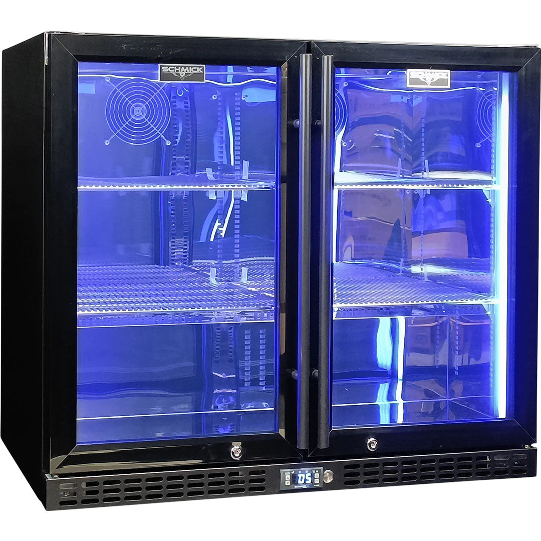 Schmick  Black Twin Heated Glass Door 233L Bar Fridge