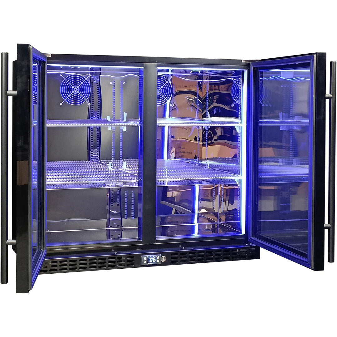 Schmick  Black Twin Heated Glass Door 233L Bar Fridge