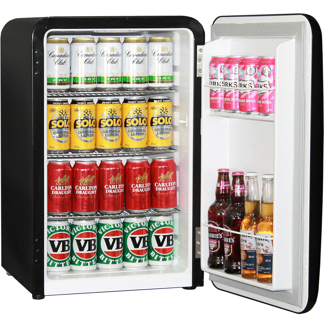 Black Rounded Quiet Running Energy Efficient Mini Bar Fridge