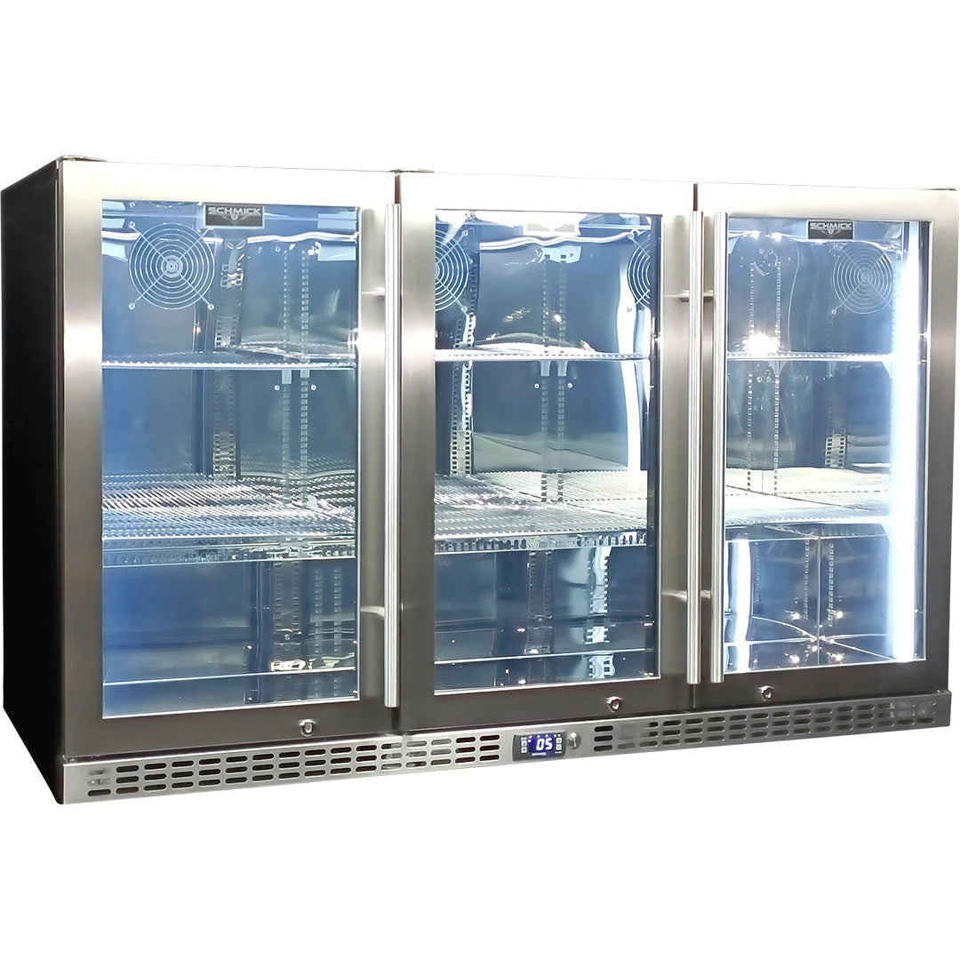 Schmick Stainless Steel 3 Glass Door 399L Bar Fridge