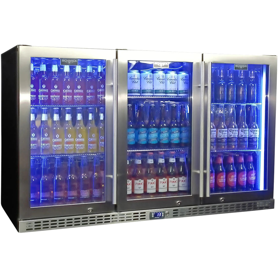 Schmick Stainless Steel 3 Glass Door 399L Bar Fridge