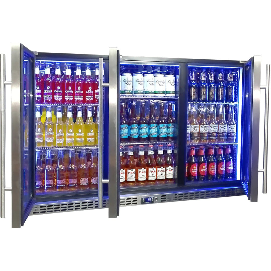 Schmick Stainless Steel 3 Glass Door 399L Bar Fridge