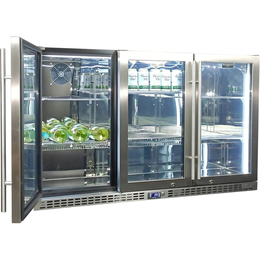 Schmick Stainless Steel 3 Glass Door 399L Bar Fridge