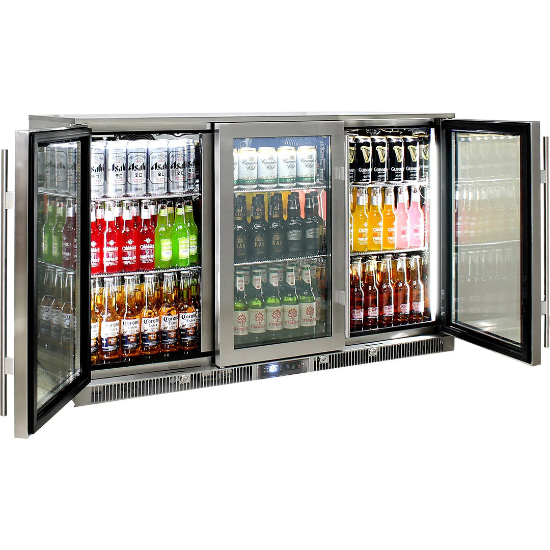 Outdoor Rhino Envy 3 Door Stainless Steel Glass Door 388L Bar Fridge