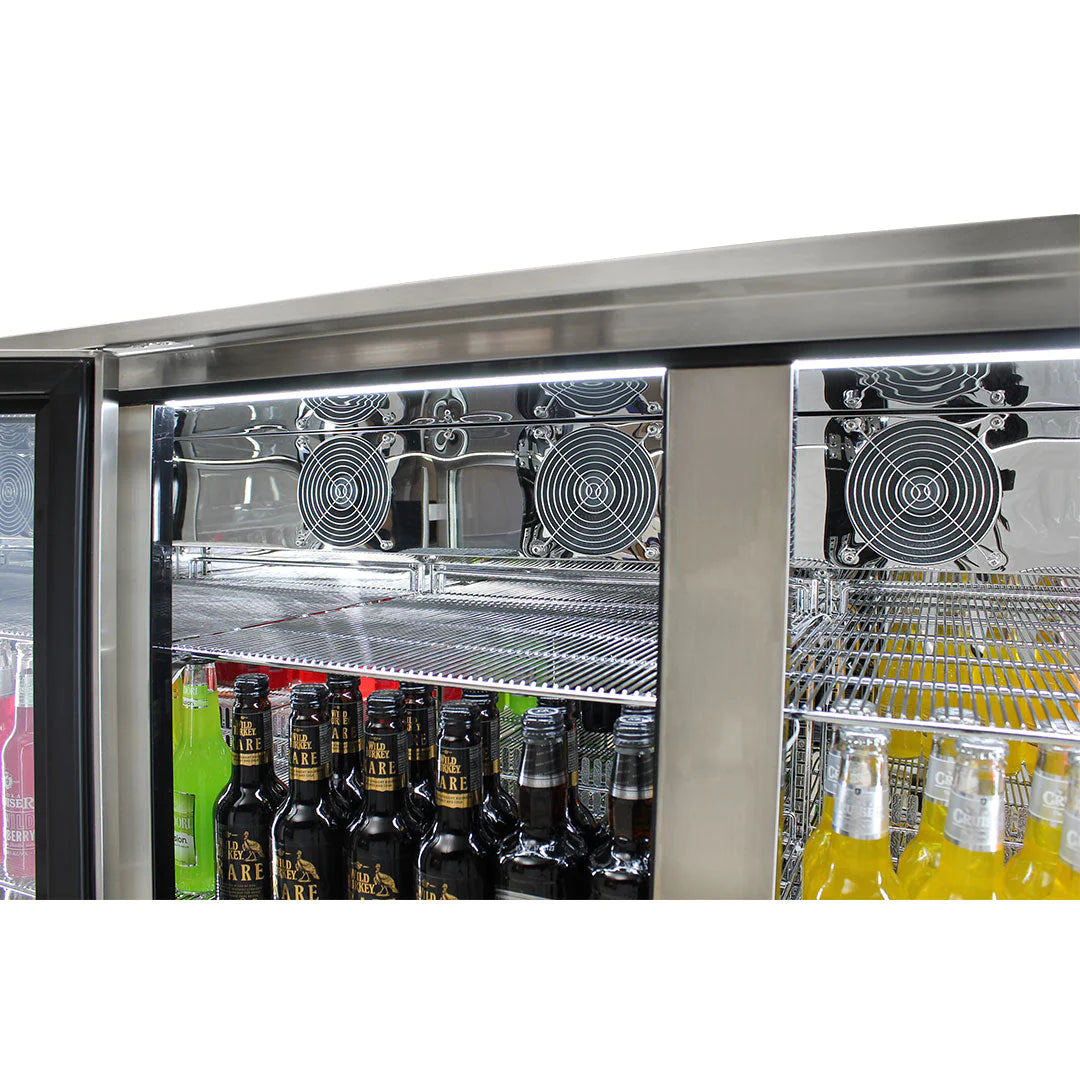 Outdoor Rhino Envy 3 Door Stainless Steel Glass Door 388L Bar Fridge