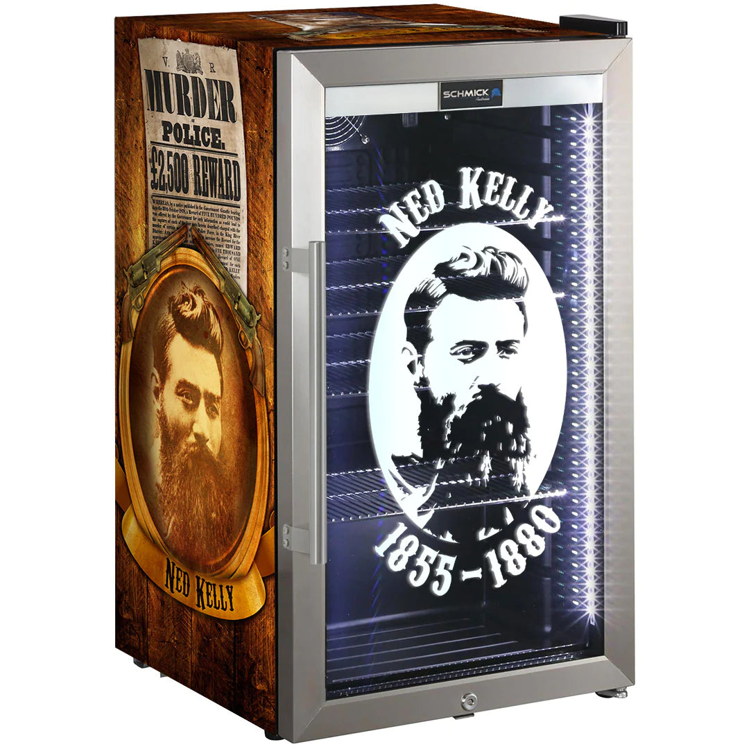 Ned Kelly Themed Alfresco LED 98L Bar Fridge