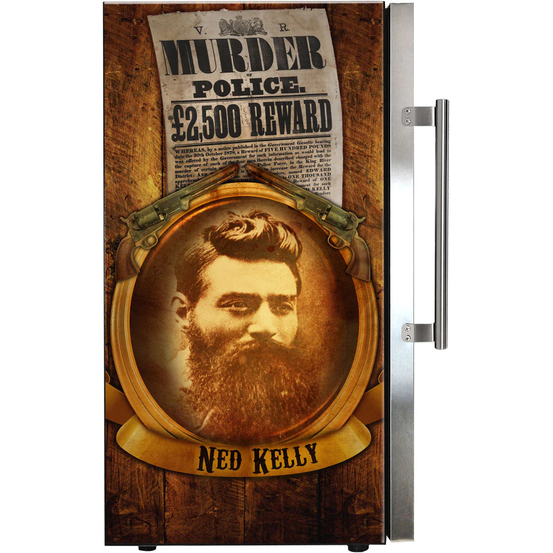 Ned Kelly Themed Alfresco LED 98L Bar Fridge