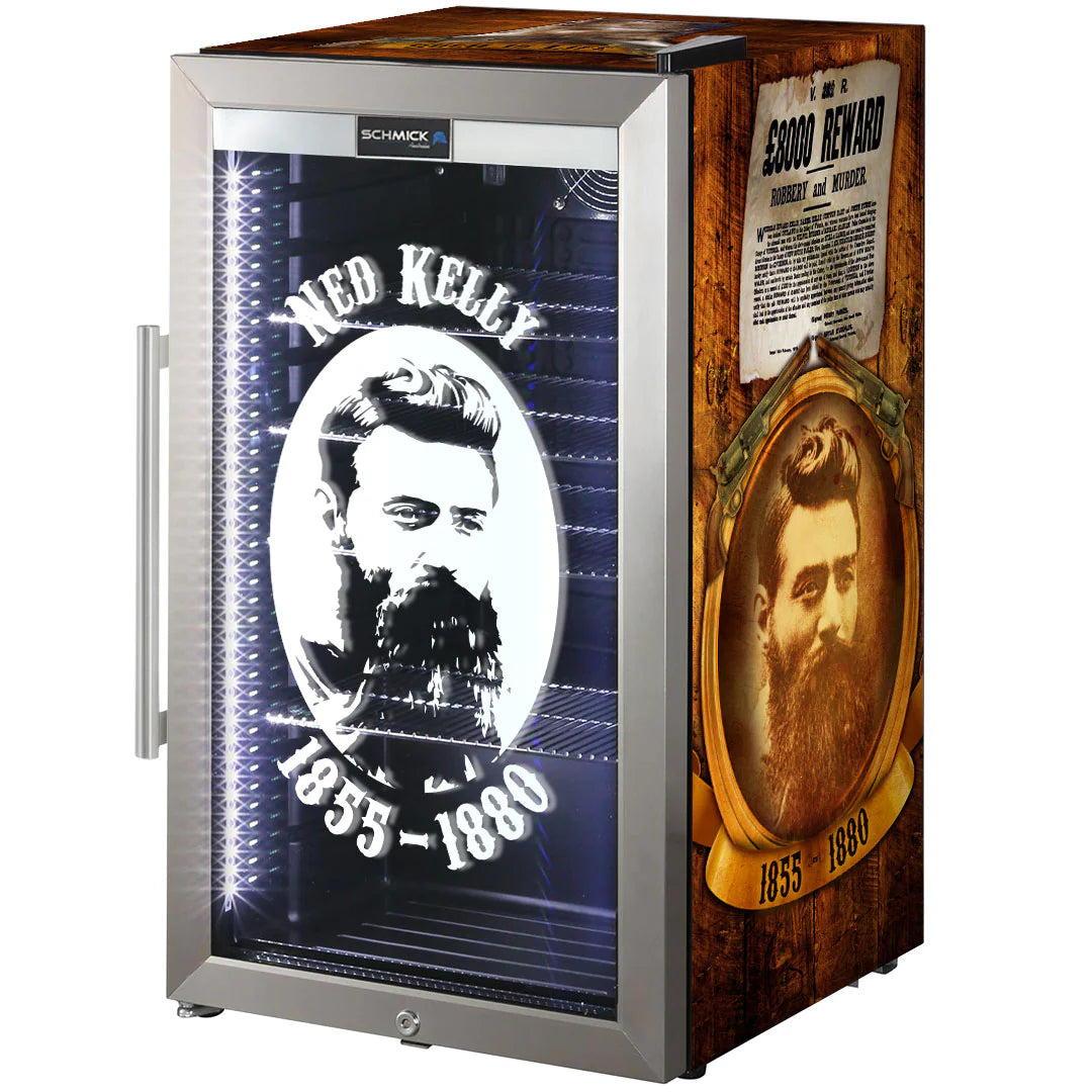 Ned Kelly Themed Alfresco LED 98L Bar Fridge