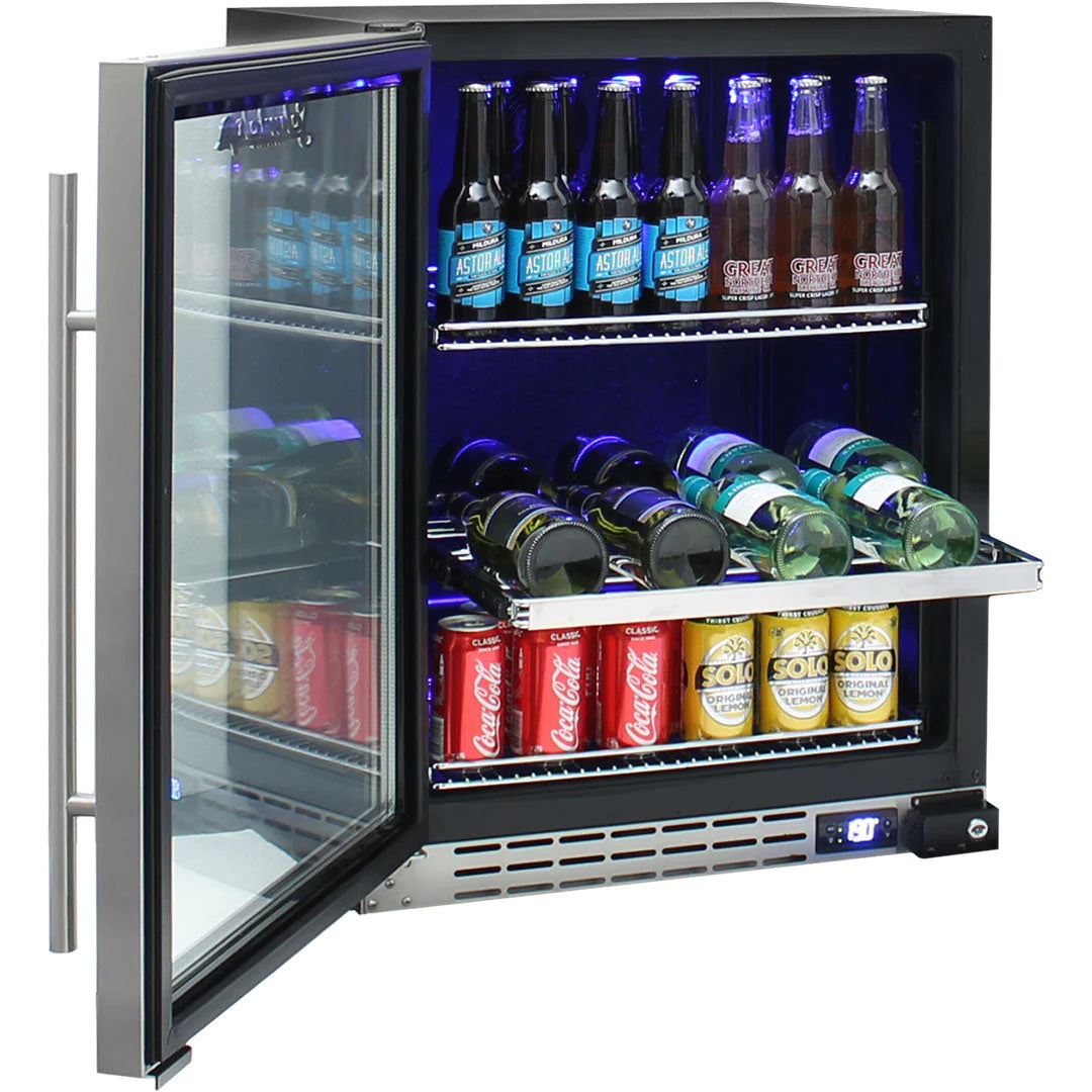 Schmick Under Bench Glass Stainless Steel Door Bar Fridge 132L