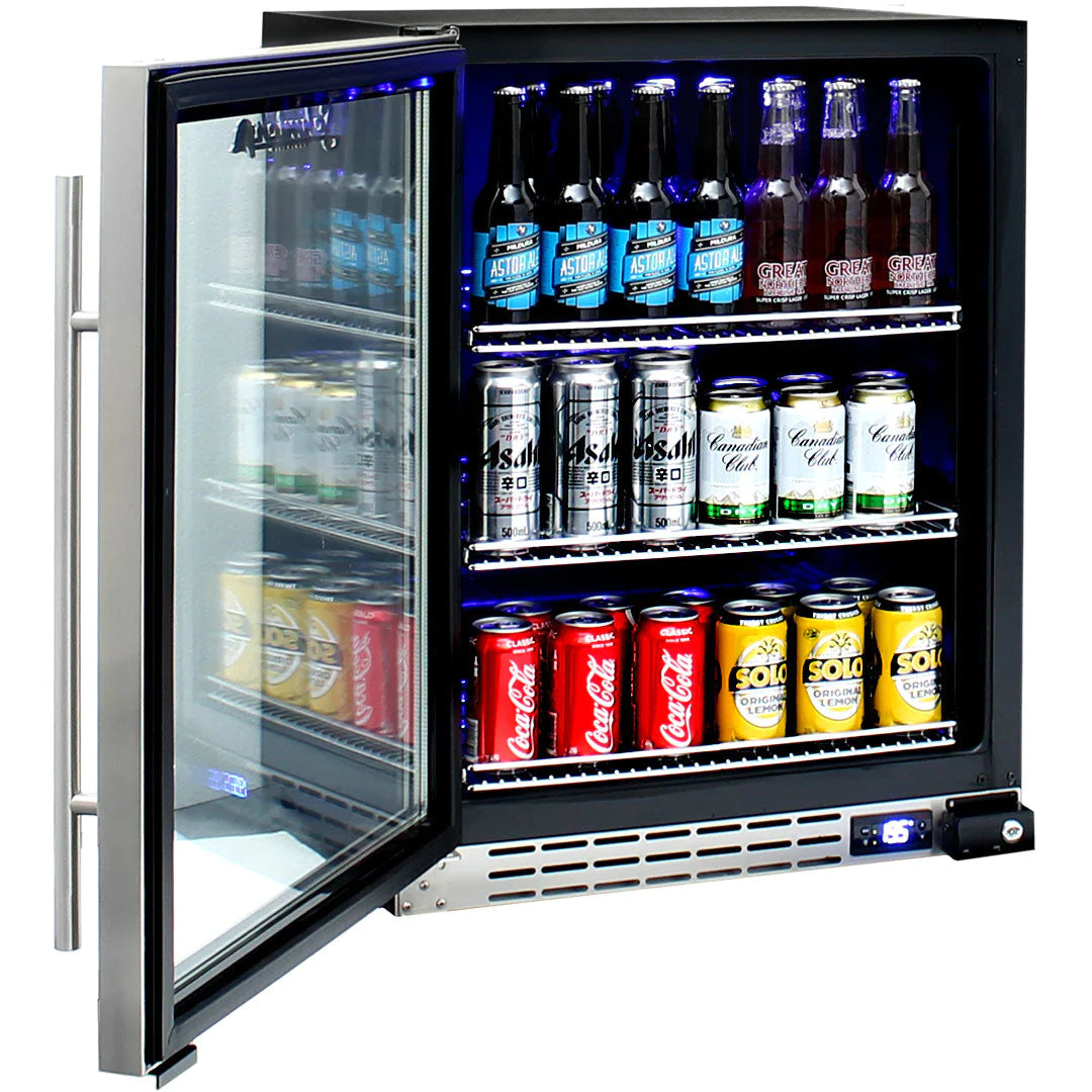 Schmick Under Bench Glass Stainless Steel Door Bar Fridge 132L