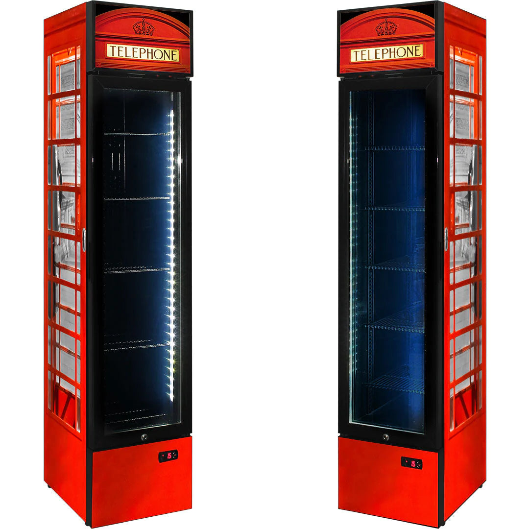 Telephone Box Design 160L Upright Bar Fridge