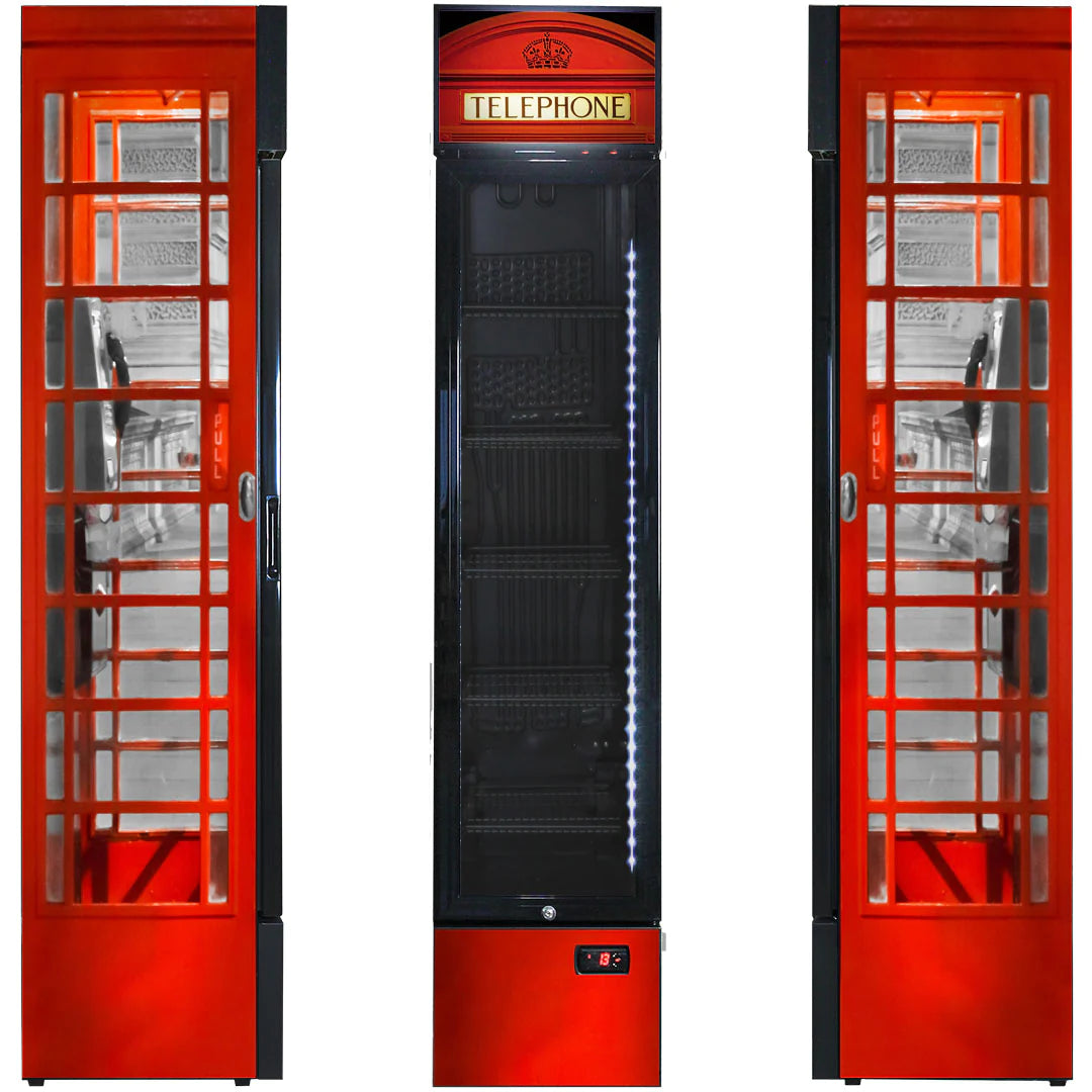 Telephone Box Design 160L Upright Bar Fridge