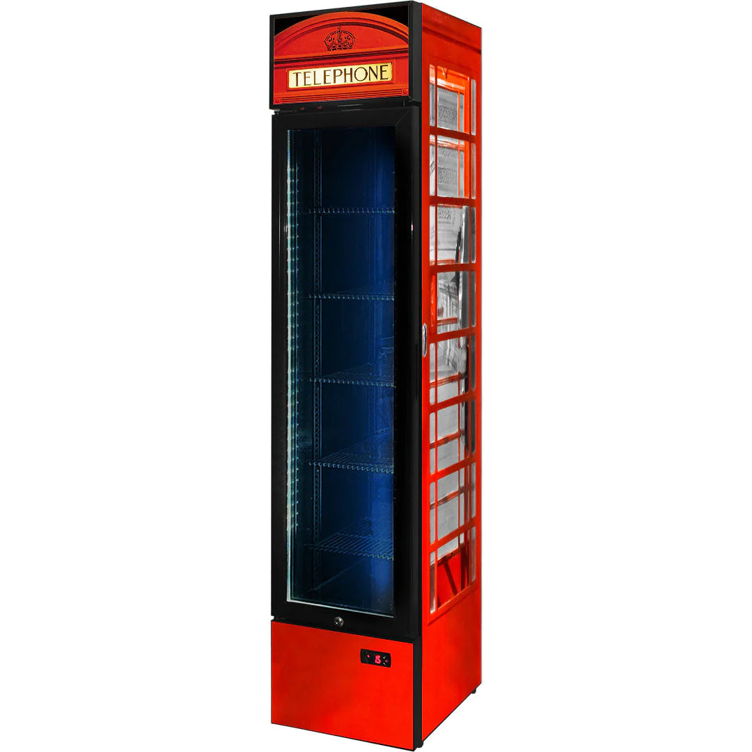 Telephone Box Design 160L Upright Bar Fridge