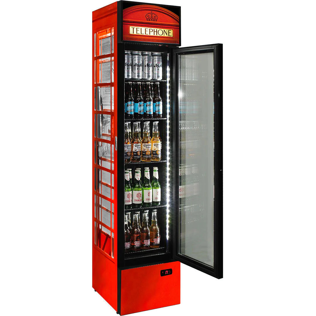 Telephone Box Design 160L Upright Bar Fridge