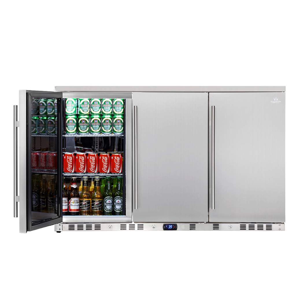 3-Door Under Bench Outdoor Beverage Fridge