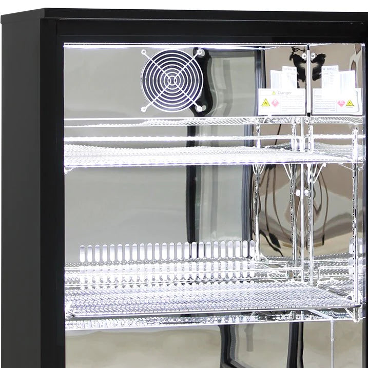 Quiet Glass 2 Door Black Bar Fridge 280L