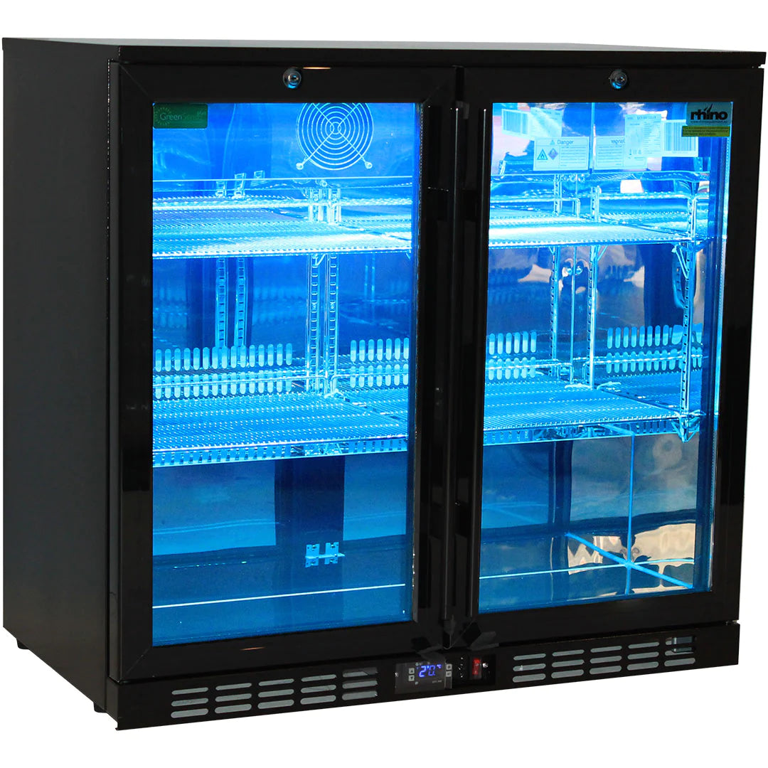 Rhino Night Club Multi LED Light Coloured 208L Black Bar Fridge