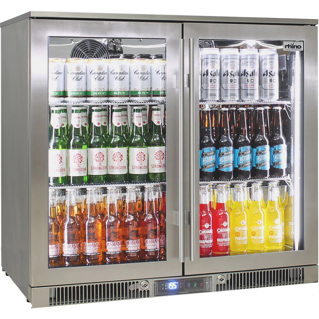 Outdoor Rhino Envy 2 Door 248L Glass Door Bar Fridge