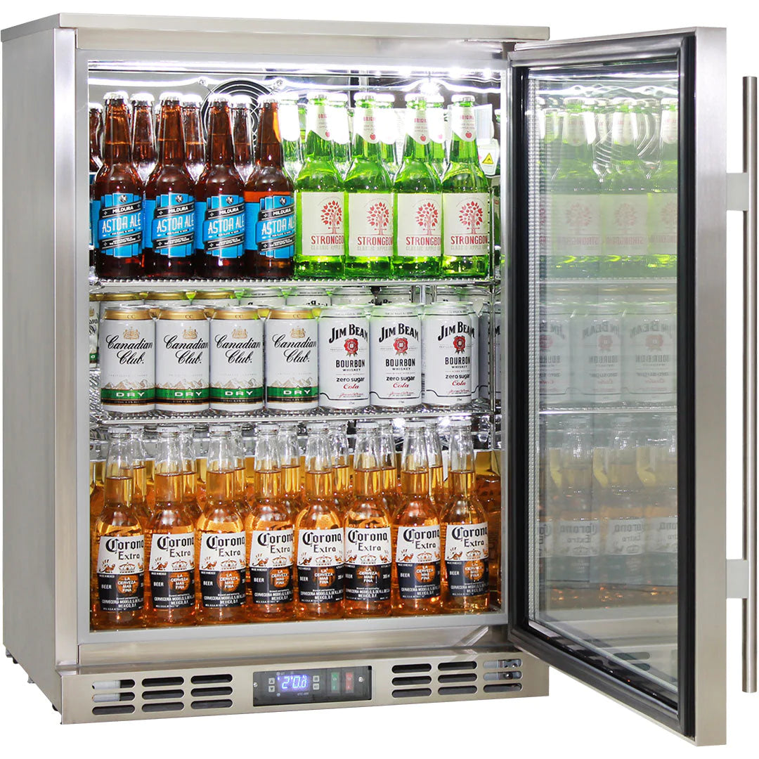 Rhino Stainless Steel Heated Glass Door 129L Bar Fridge