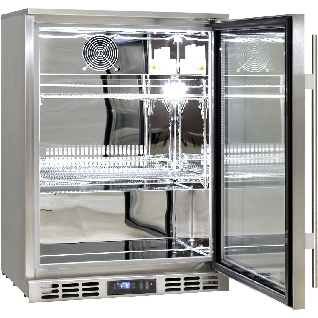 Rhino Stainless Steel Heated Glass Door 129L Bar Fridge