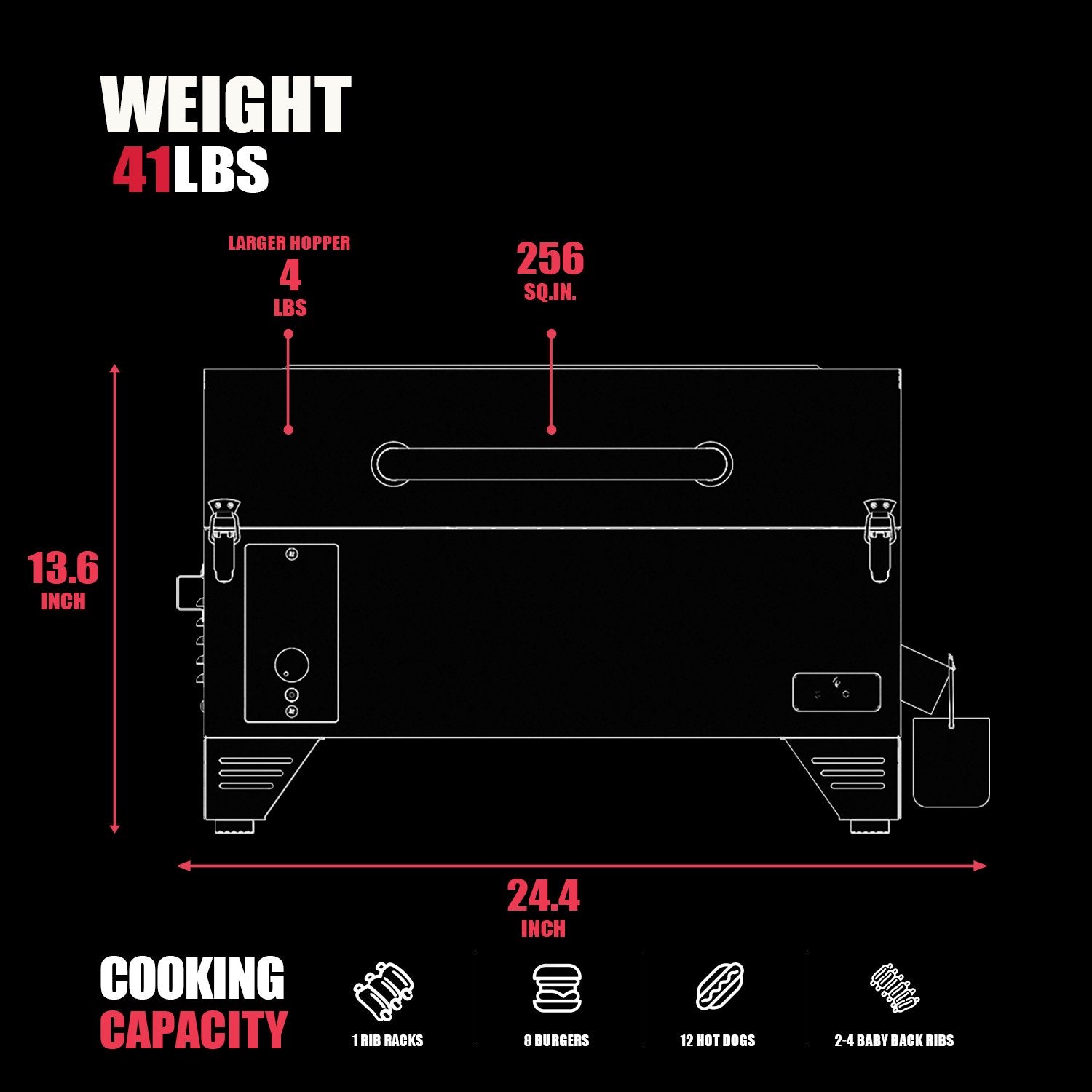 Asmoke AS300 Portable Pellet Grill and Smoker - Blue