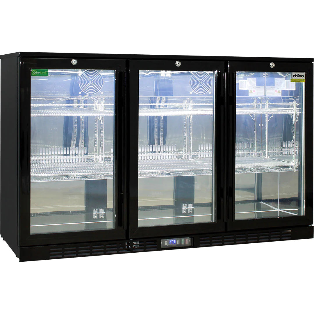 Commercial Glass 3 Door Under Bench Bar Fridge 330L