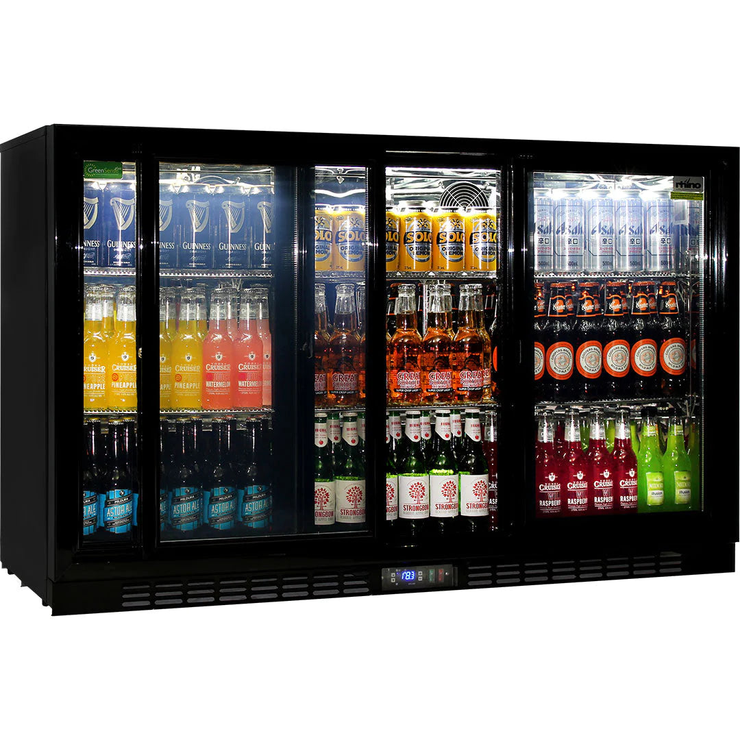 Commercial Under Bench 3 Sliding Glass Doors Alfresco 330L Bar Fridge