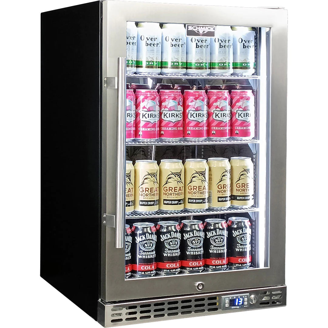 Schmick Quiet Running Under Bench Heated Glass Door 121L Bar Fridge