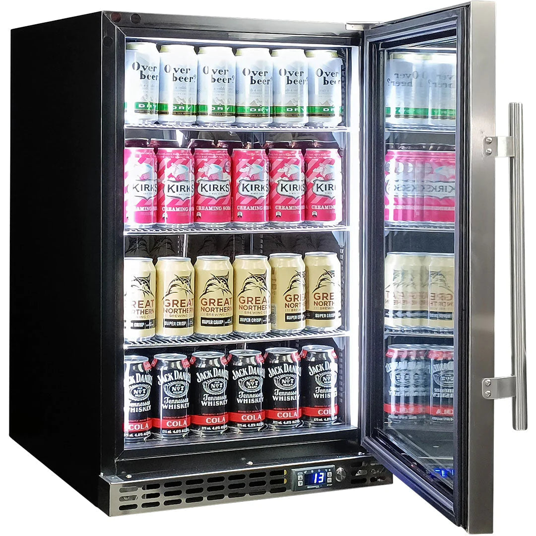 Schmick Quiet Running Under Bench Heated Glass Door 121L Bar Fridge