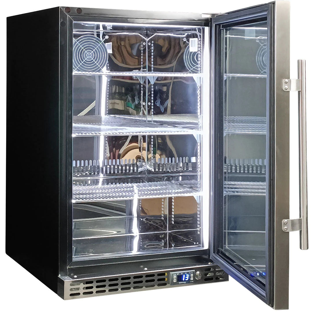 Schmick Quiet Running Under Bench Heated Glass Door 121L Bar Fridge